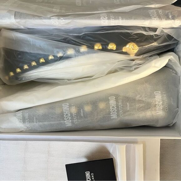 MOSCHINO Teddy Bear Stud Flats Black Ballerina Flats EU Size 40/US9.5 New in Box - Picture 8 of 10